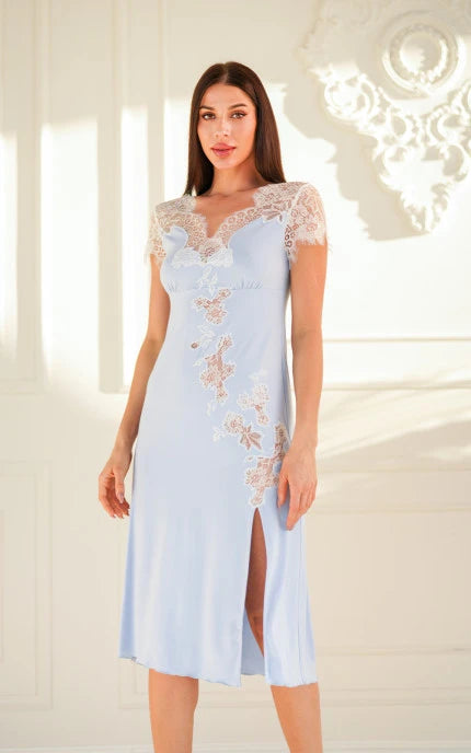 Women’s Long Miranda Nightdress – Komilfo | Blue Viscose Blend