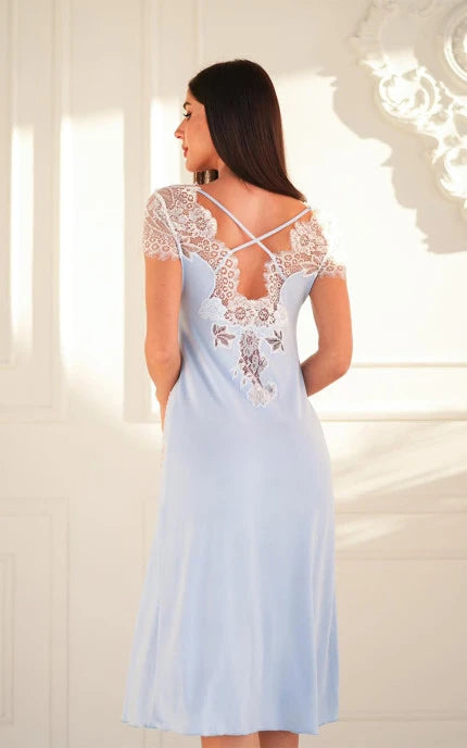 Women’s Long Miranda Nightdress – Komilfo | Blue Viscose Blend