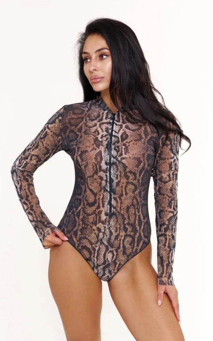 Women's Tanning Swimsuit front Zipper - UV Protection SPF 35