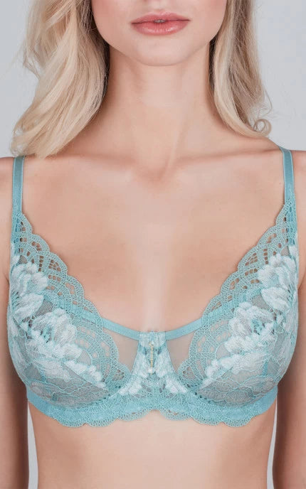 Balconette bra semi-duplicated cup Blue by Milavitsa