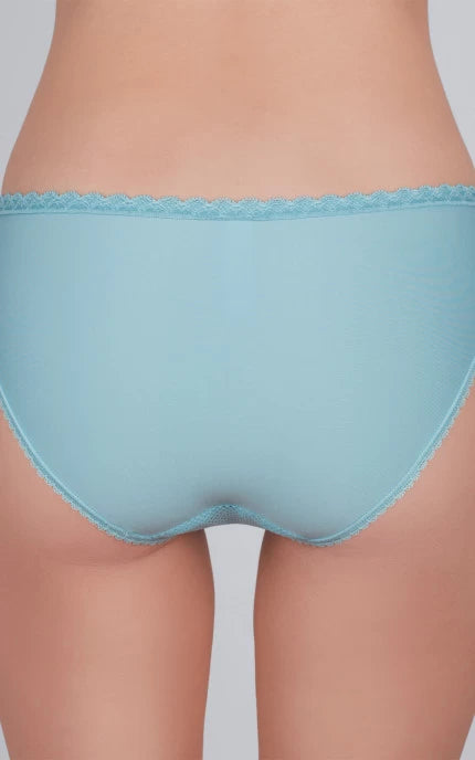 Mid-Waist Panty with Front Lace Inserts – Blue | Milavitsa